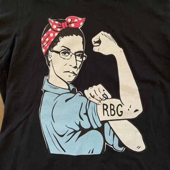 RBG Rosie the Riveter Graphic Tee Women’s M Black Feminist Activist Vintage Vibe - Picture 2 of 7